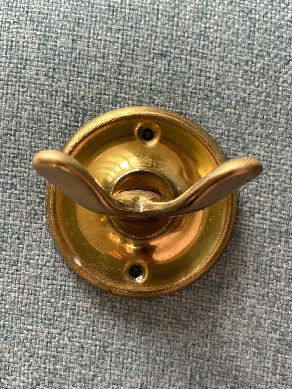 Brass Double Coat Towel Hook Whale Tail Vintage